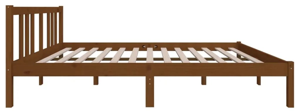 Estrutura de cama 140x190 cm madeira maciça castanho-mel