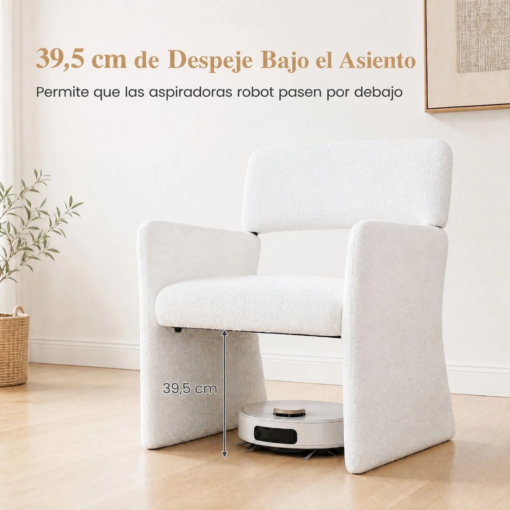 Conjunto de 2 Cadeirões Estofados (MESA NÃO INCLUIDA), 63 x 62 x 83 cm, Estrutura Metálica Reforçada, Branco