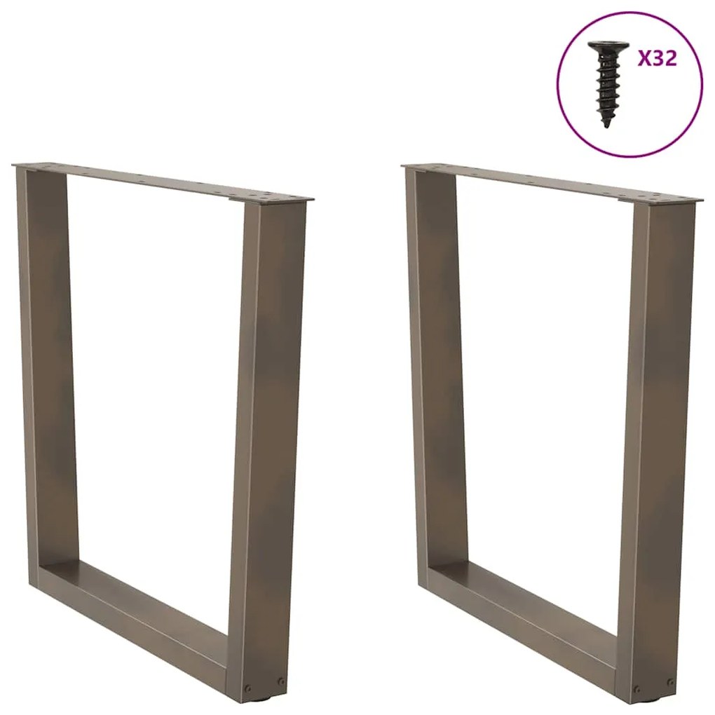 Pés para mesa de jantar em formato de V, 2 peças, aço natural, 90x(72-