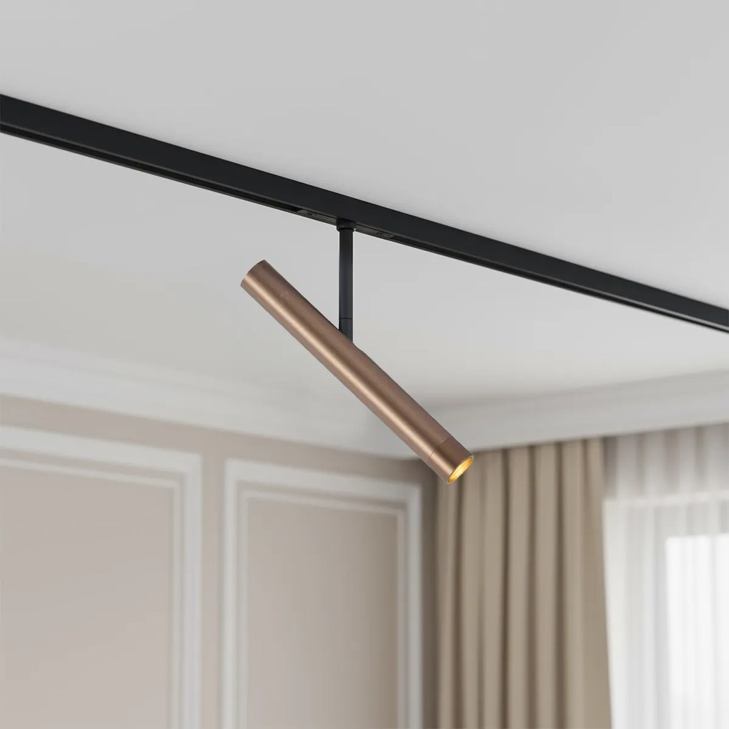 Foco moderno em bronze escuro para sistema de calha monofásico - Slimline Avery