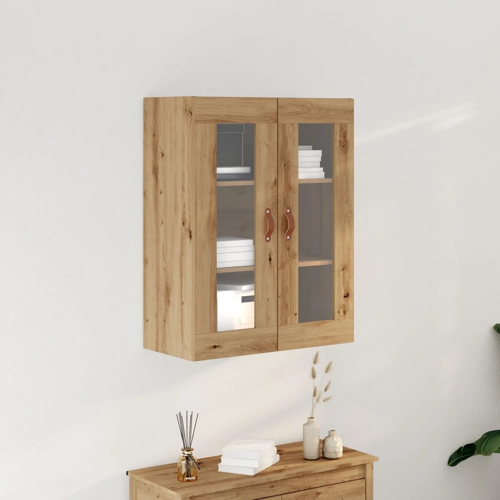 Armário de Parede com Portas de Vidro de Carvalho Artisan 69,5x34x90 c