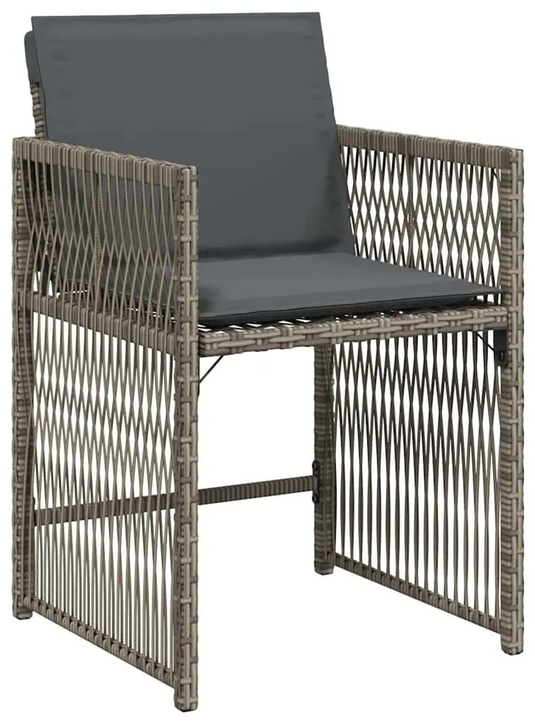 Conjunto de Jantar de Jardim 5 Peças com Almofadas Cinzas em Rattan Si