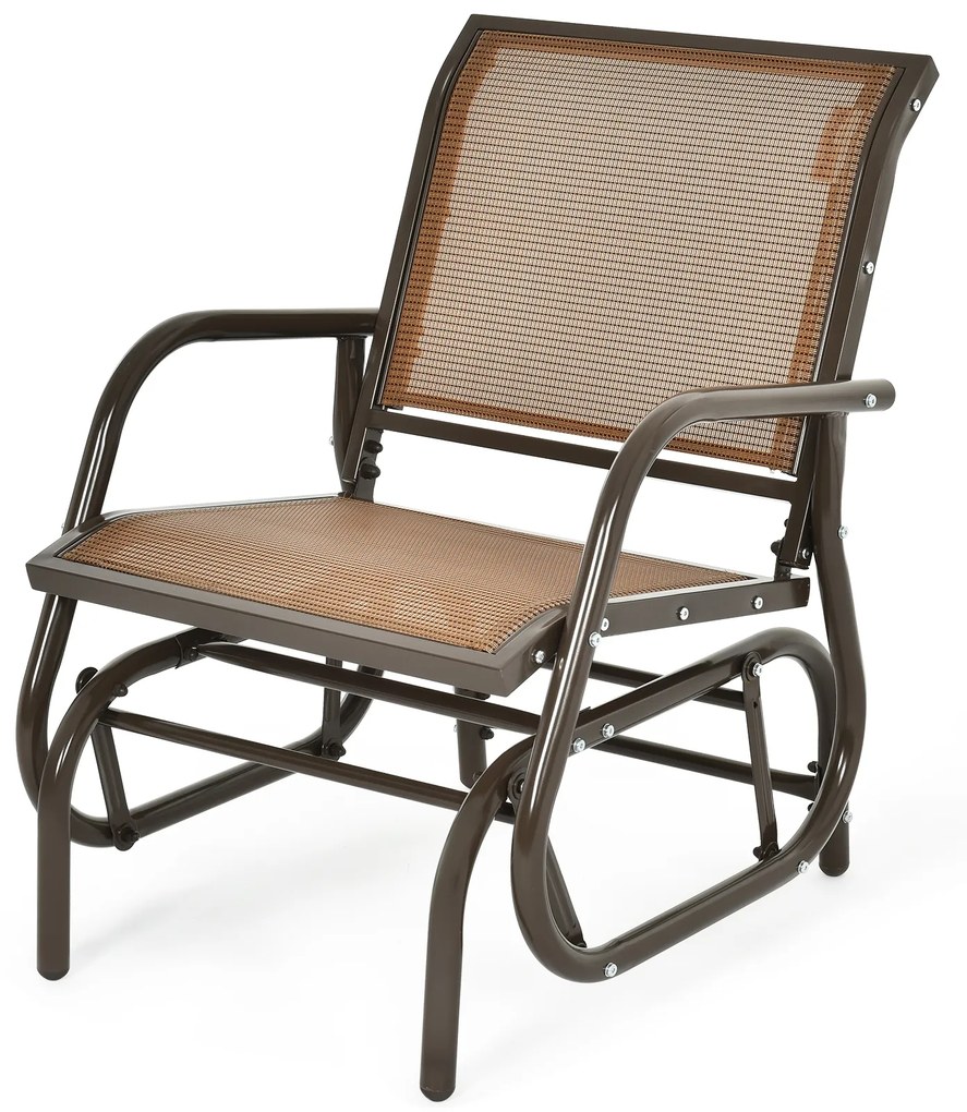Cadeira de Baloiço Confortável para Pátio de Jardim Pátio Jardim Terraço 63,5 x 73 x 87 cm Castanho