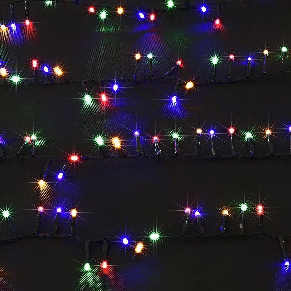 Corrente luminosa de Natal Preta de 60 m com luzes Multicor