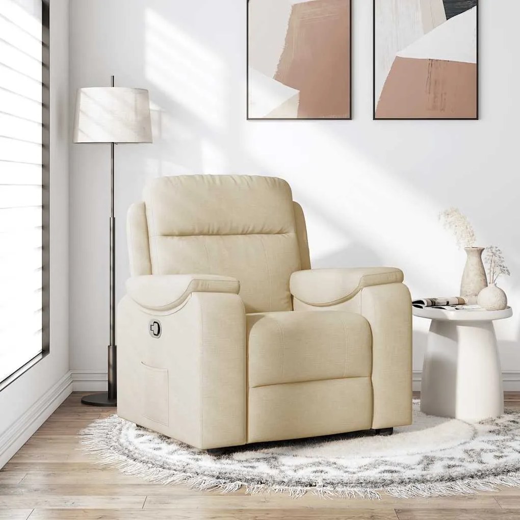 vidaXL Poltrona reclinável tecido cor creme