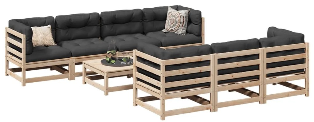 8 pcs conjunto sofás de jardim pinho maciço