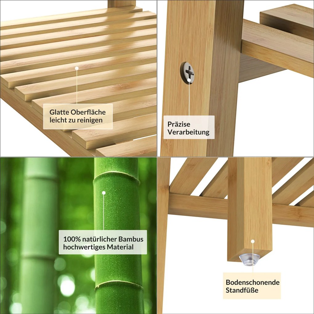 Estante de banheiro em bambu 140 x 33 x 33 cm Castanho
