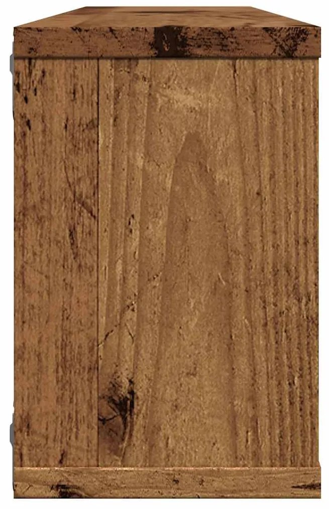 Prateleiras parede em cubo 2pcs deriv. de madeira madeira velha