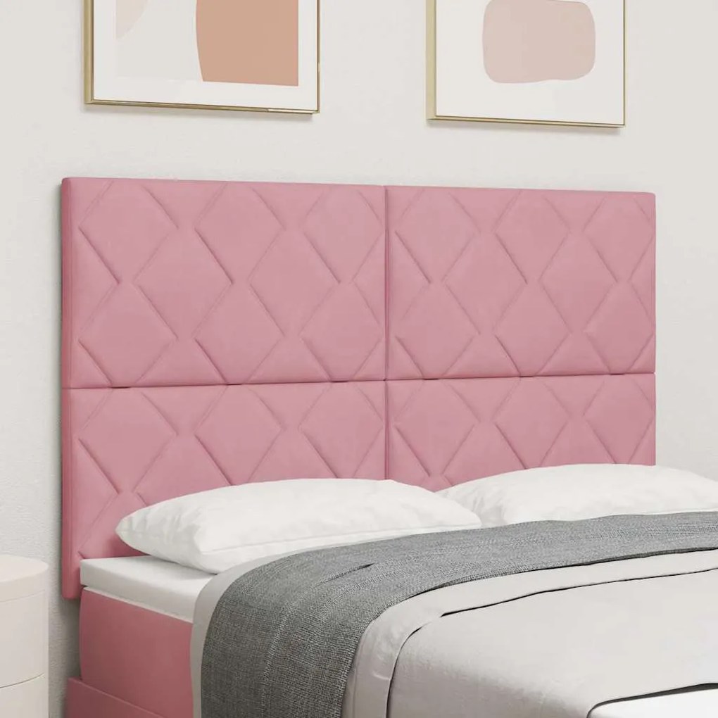 vidaXL Cabeceira LED Rosa com Design de Blocos de Diamante 160 cm
