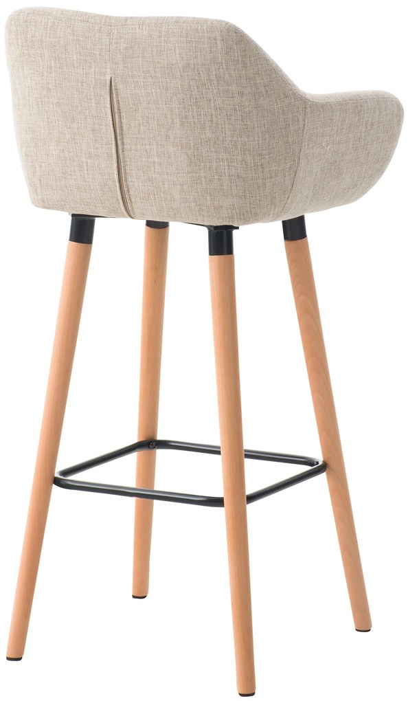 Banco de bar Grant em tecido e com estrutura de Cor Natural 55 x 99 x 46 cm Creme