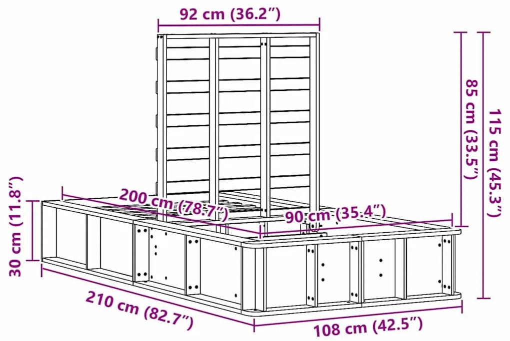 Estrutura da Cama Branco 90 x 200 cm Madeira composta