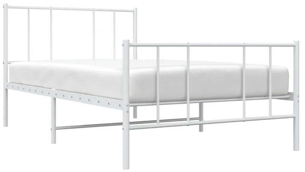 Estrutura de cama com cabeceira e pés 90x200 cm metal branco