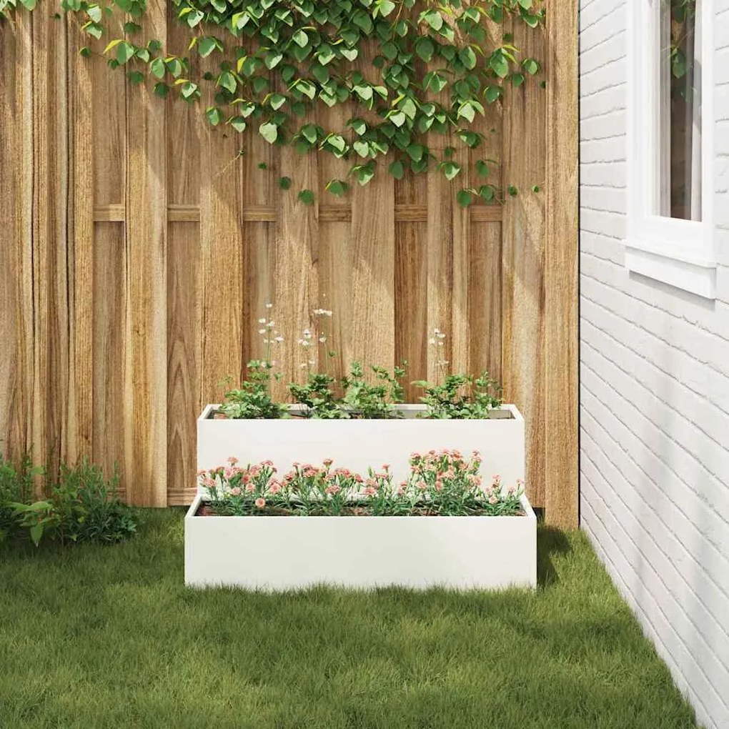 Jardineira 2 Níveis 100x60x45 cm Aço Branco