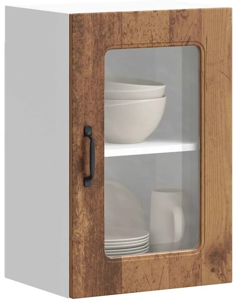 vidaXL Armário de parede de cozinha porta vidro Kalmar madeira velha