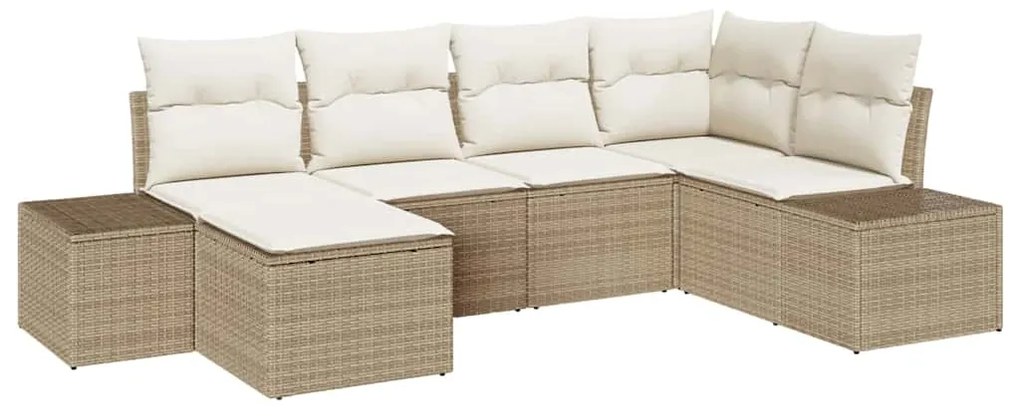 Conjunto de Sofá Modular para Jardim de 6 Peças com Almofadas Bejinhas