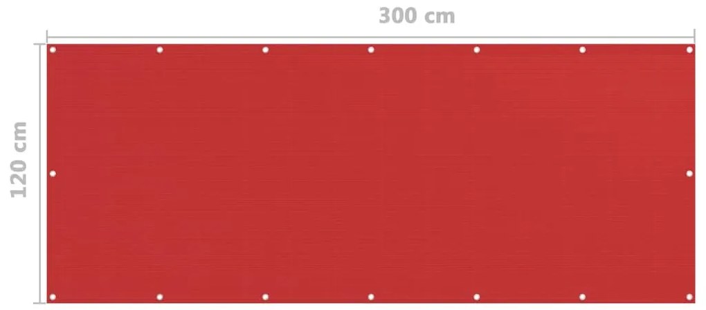 Tela de varanda 120x300 cm PEAD vermelho