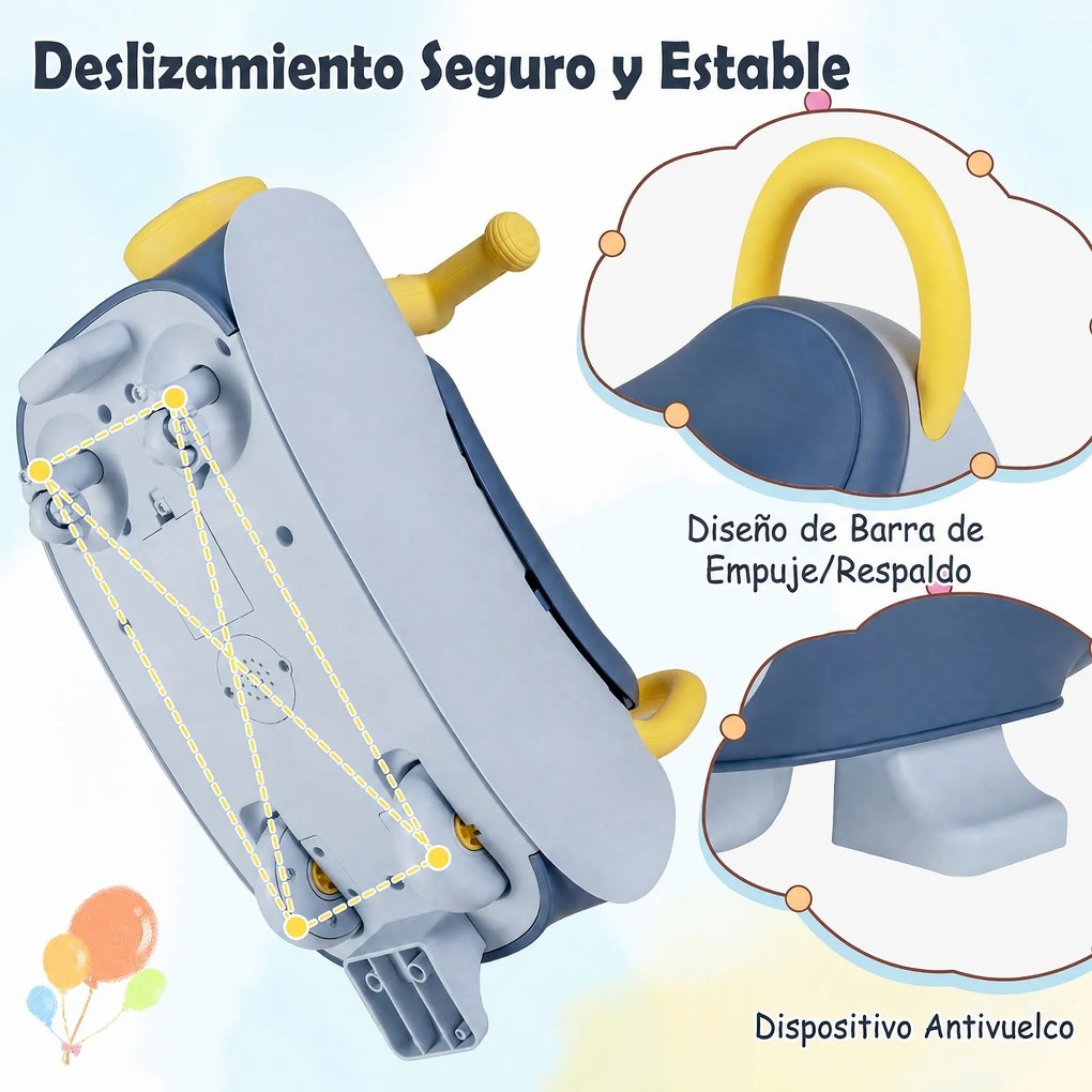 Carrinho Deslizante Infantil, 47 x 21 x 34,5 cm, Música e Luz, Azul