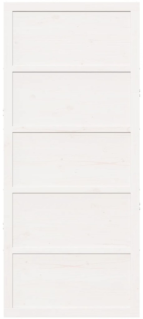 Porta de Celeiro Branca 100x208 cm Madeira Sólida Pinho