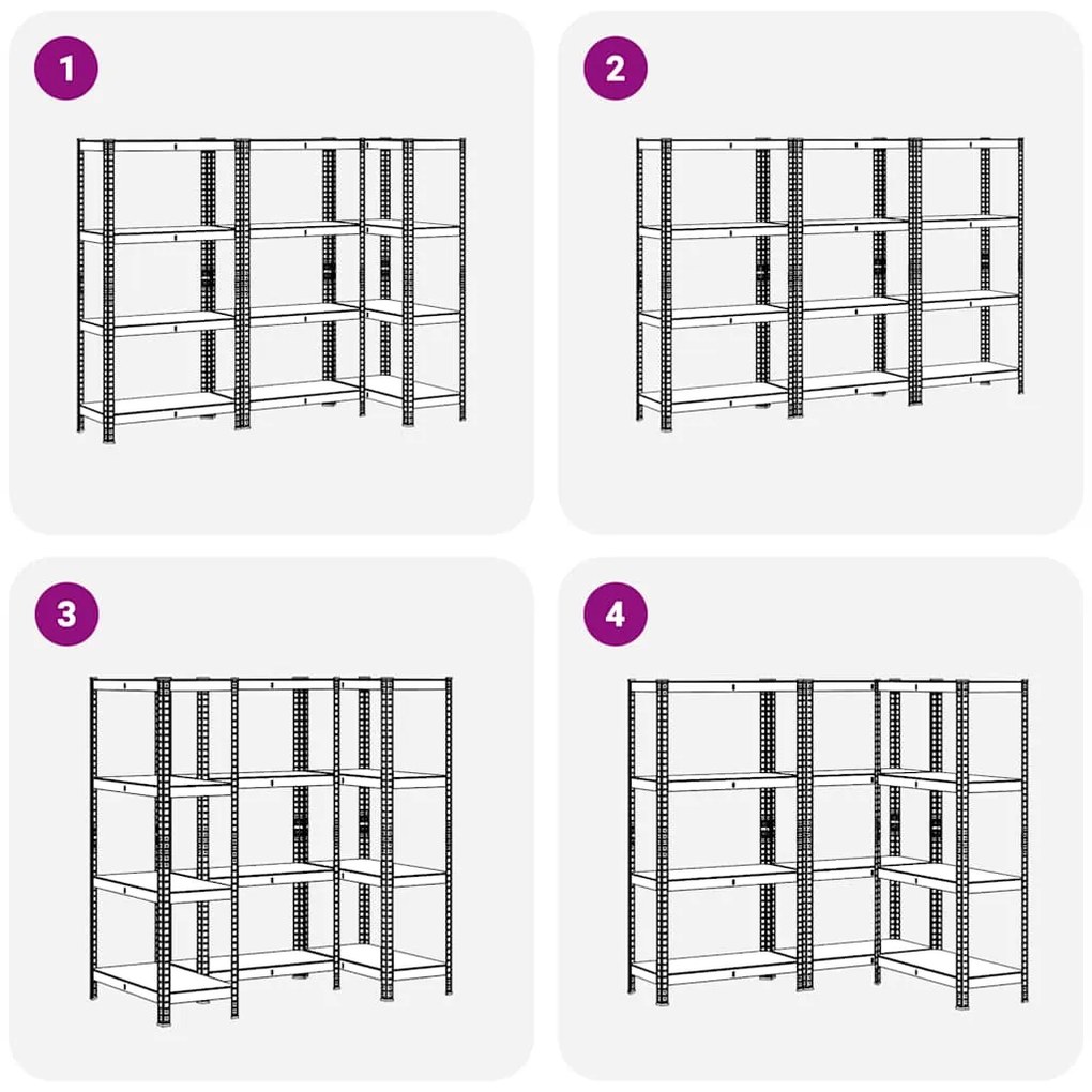 Prateleiras de armazenamento de 4 camadas 3 pcs aço azul