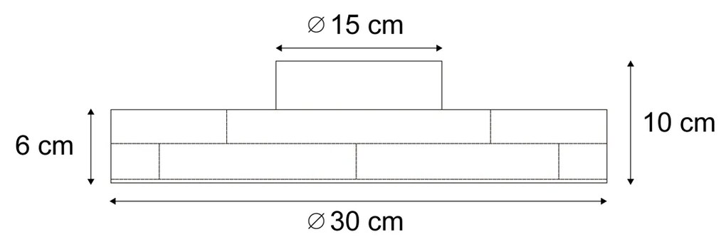 Plafon Escandinavo Madeira 30cm incl. LED Regulável - Pecker Escandinavo