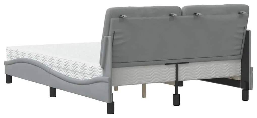 Cama com colchão 140x200 cm tecido cinzento-claro