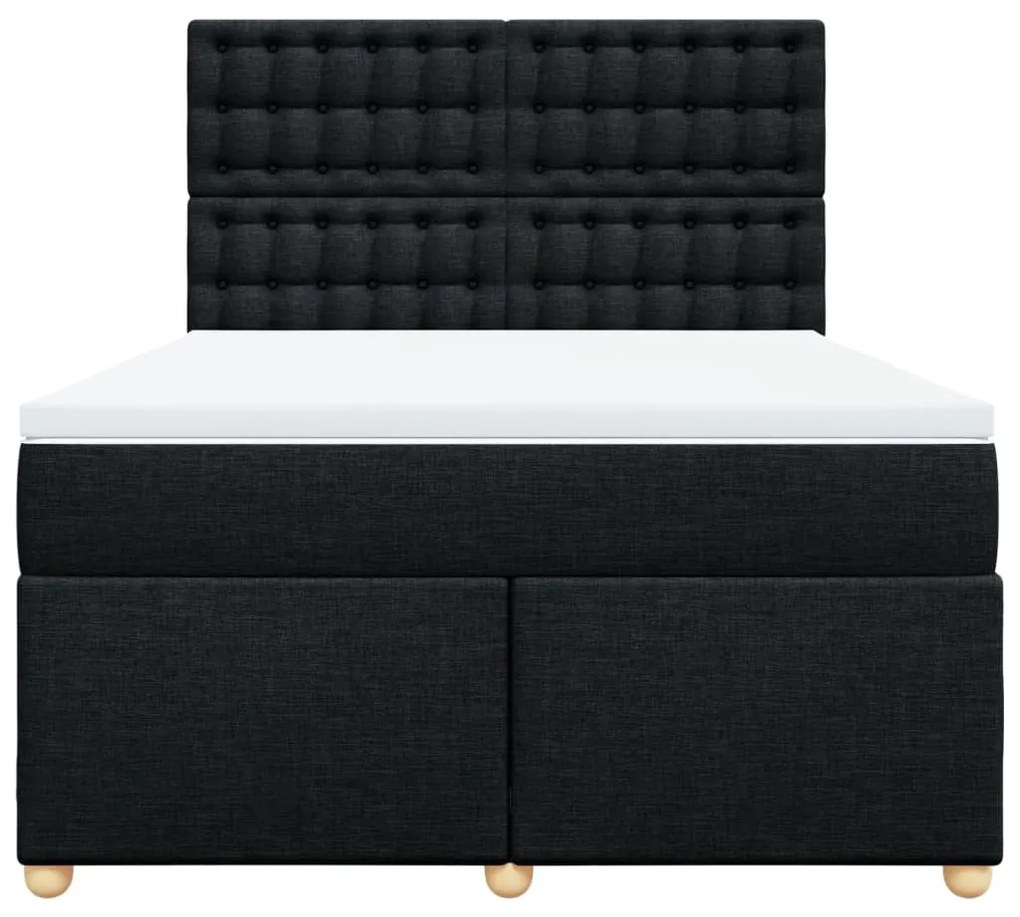Cama com molas/colchão 160x200 cm tecido preto