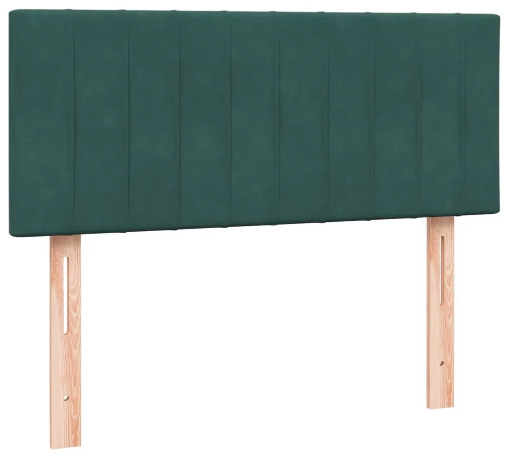 Cama boxspring com colchão 120x210 cm veludo verde-escuro