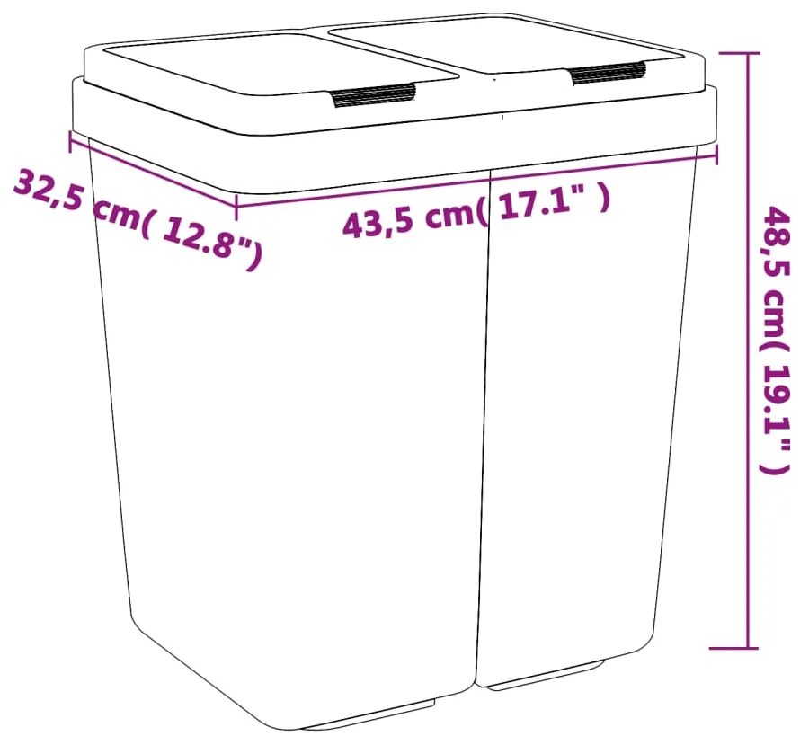 Caixote duplo 2x25 L antracite