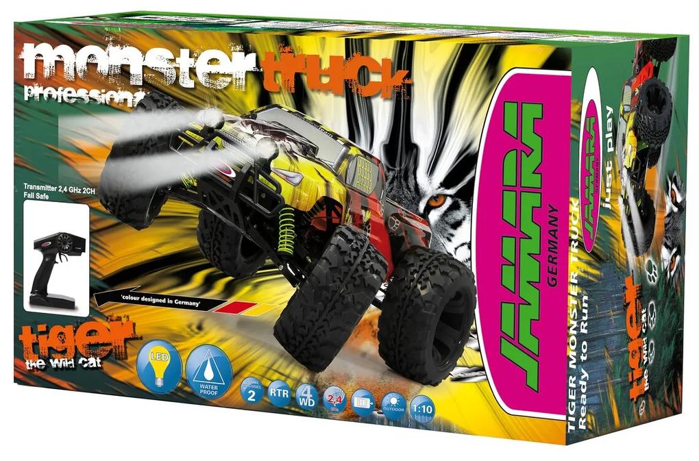 Carro telecomendado crianças Tiger Monstertruck 4WD 1:10 NiMh 2,4GHz com LED