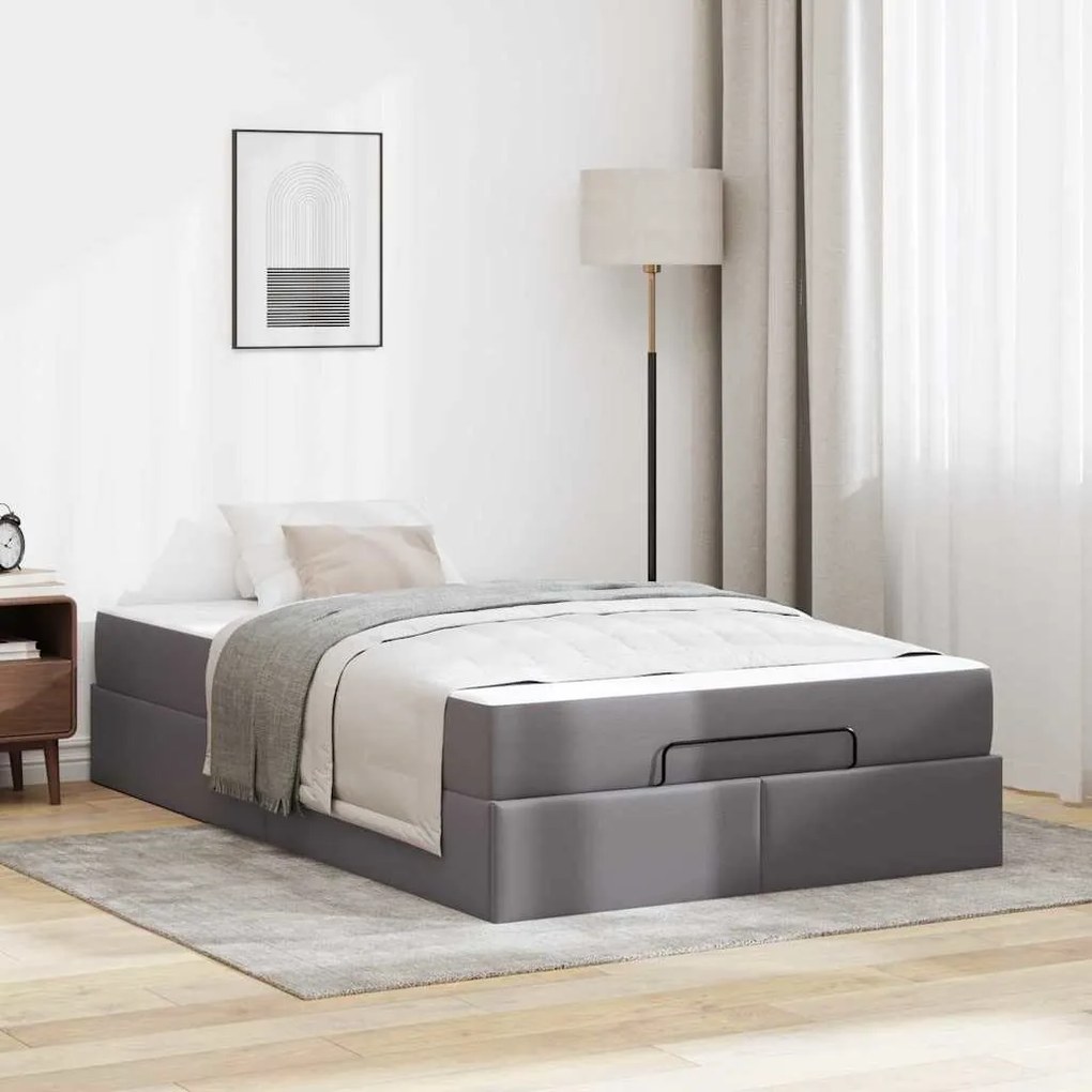 vidaXL Estrutura de cama com colchão Outros Cinzeto 120 x 200 cm