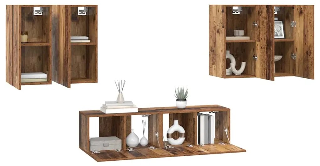 Conjunto de móvel de TV 6 pcs Madeira antiga 60 x 30 x 30 cm