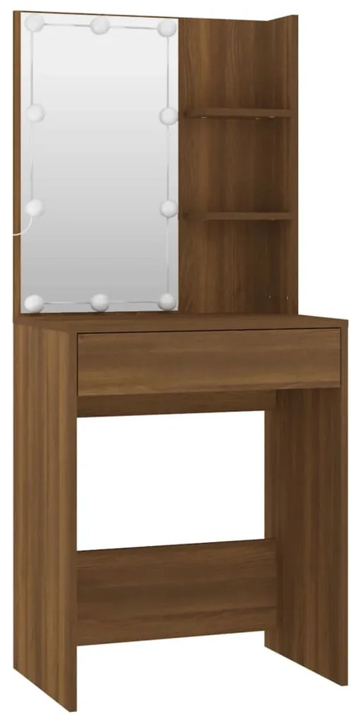Conjunto toucador com LEDs madeira processada sonoma castanho