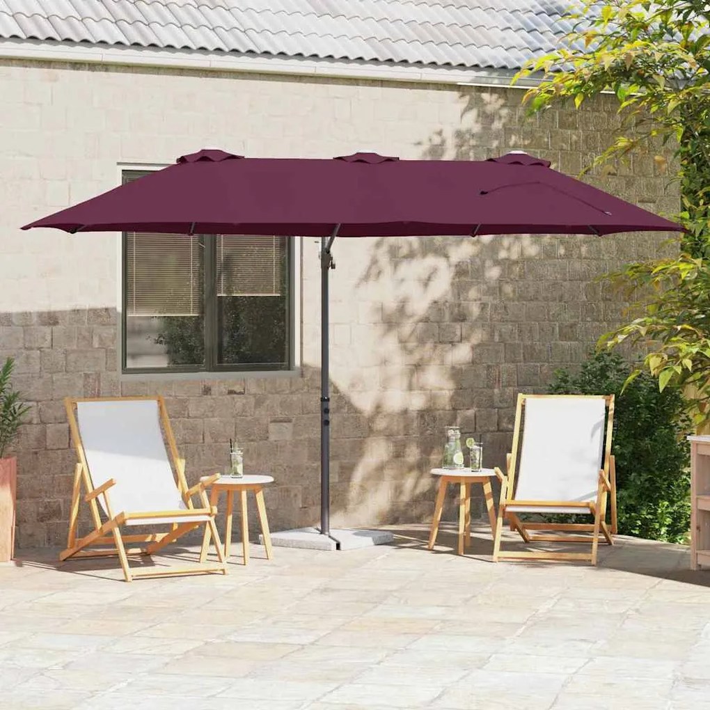 vidaXL Guarda-sol cantilever de jardim Vermelho bordô Largo
