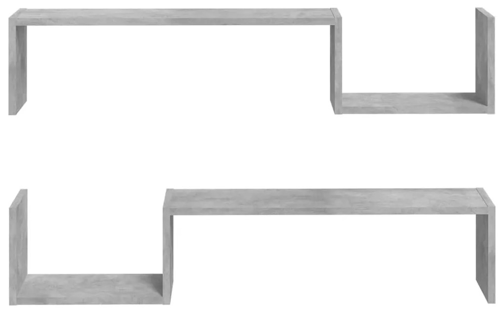 Estantes de parede 2 pcs derivados de madeira cinza cimento