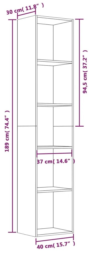 Estante Leyla de 190cm - Cinzento - Design Moderno