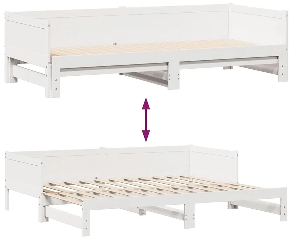 Sofá-cama com gavetão e gavetas sem colchão 80x200 cm branco