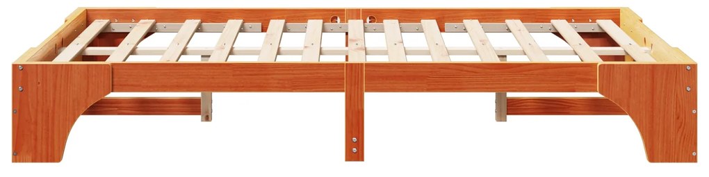 Cama de Madeira Castanho Encerado Madeira maciça 140 x 190 cm