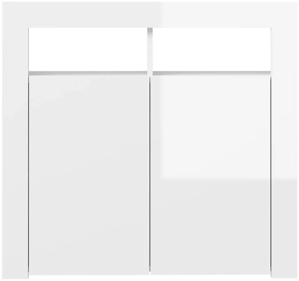 Aparador com luzes LED 80x35x75 cm branco brilhante