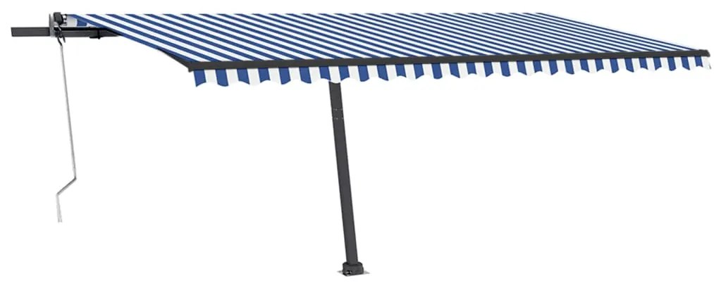 Toldo autom. com LED e sensor de vento 500x350 cm azul/branco