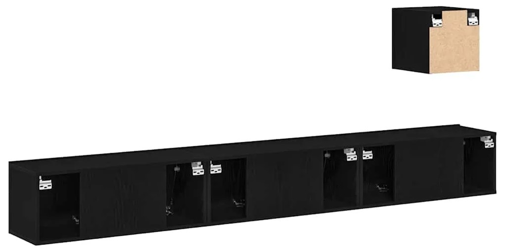 Conjunto de móvel de TV com 4 peças em carvalho preto, madeira engenhe