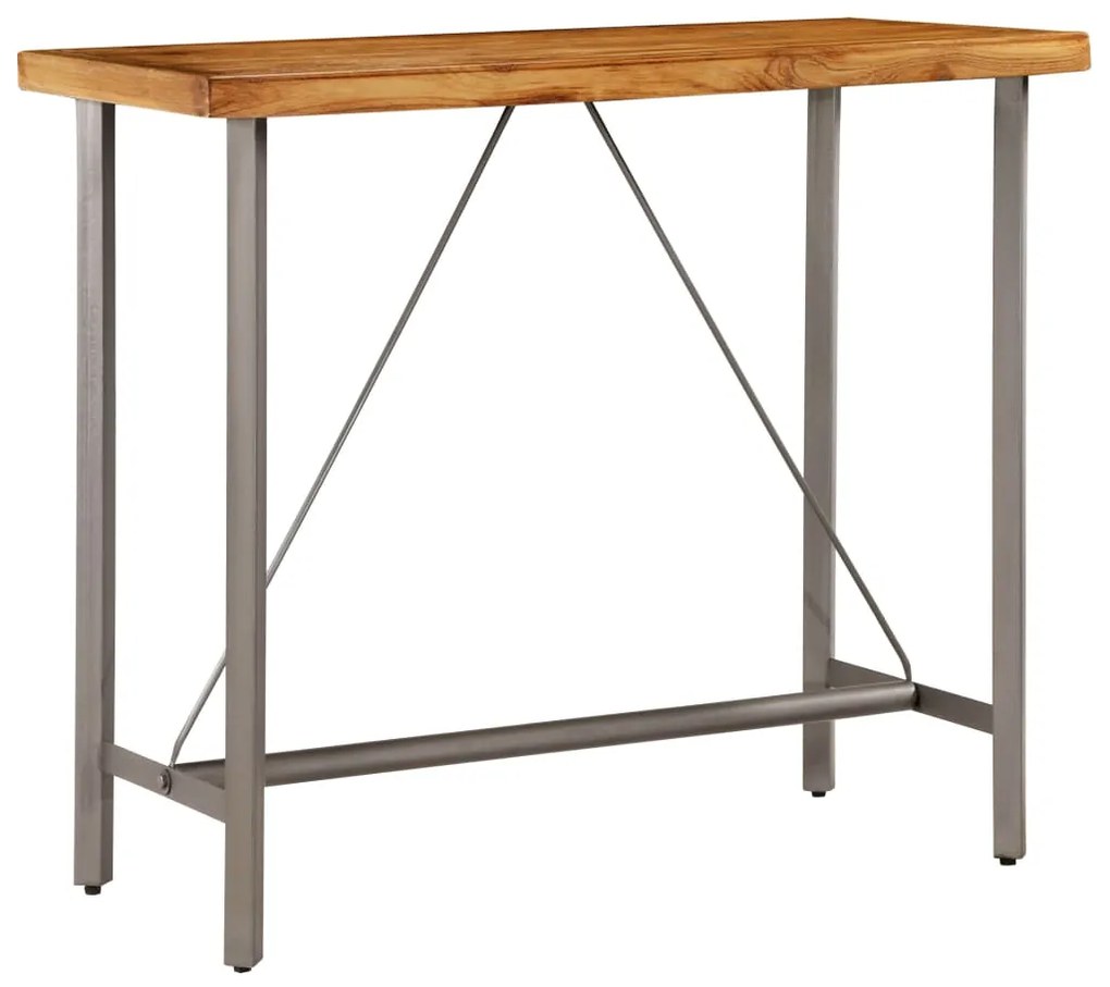 Mesa de bar em madeira de teca recuperada maciça 120x58x106 cm