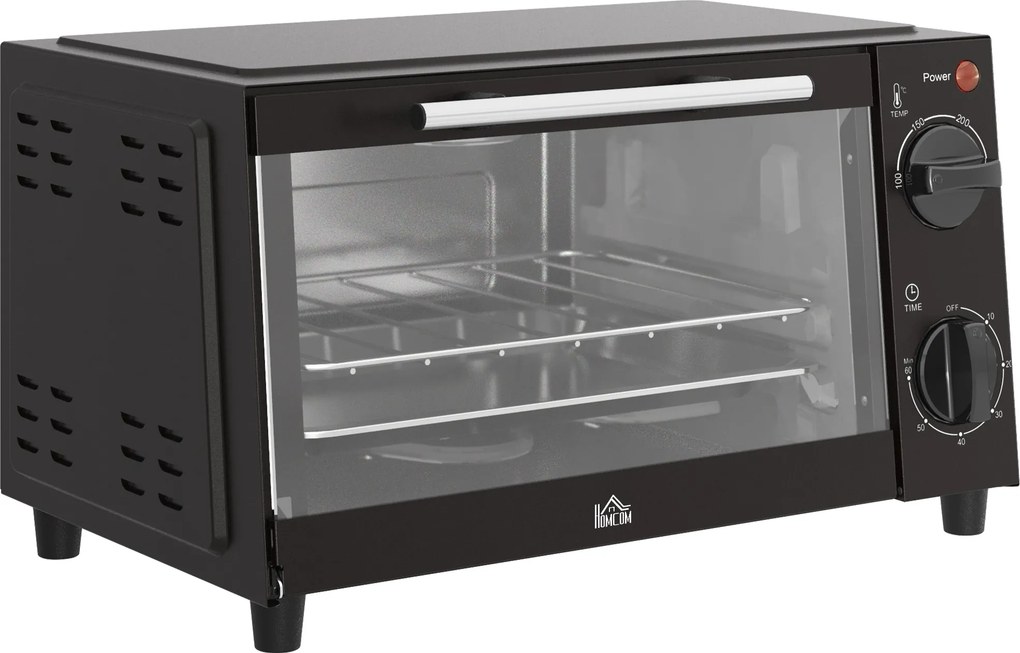 Mini Forno Elétrico 9L com Temperatura Ajustável até 230°C Temporizador 60 min e Bandeja para Assar 35x24,6x20 cm Preto