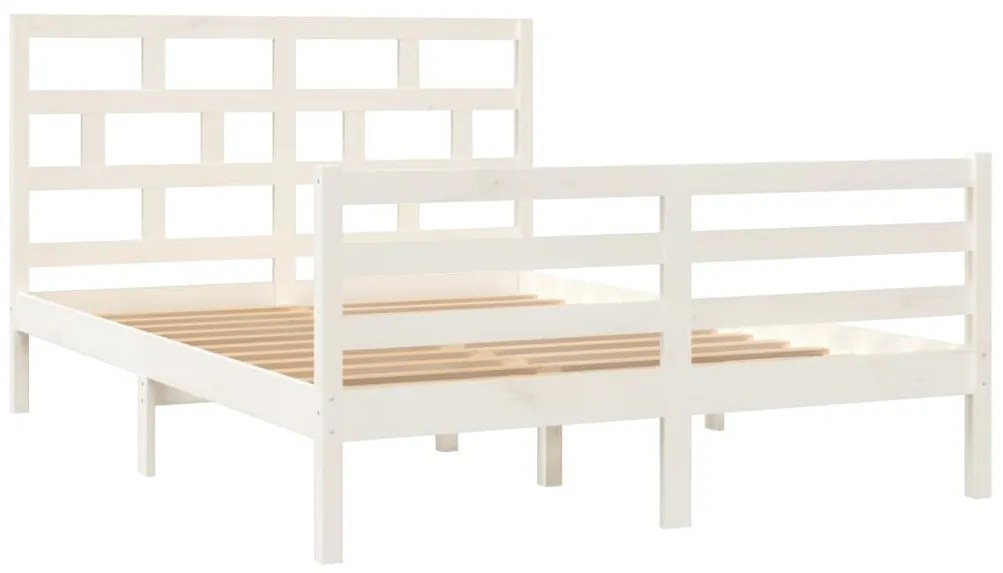 Estrutura de cama 140x200 cm madeira de pinho maciça branco
