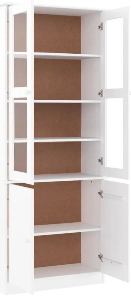 Expositor portas vidro ALTA 77x35x186,5 cm pinho maciço branco