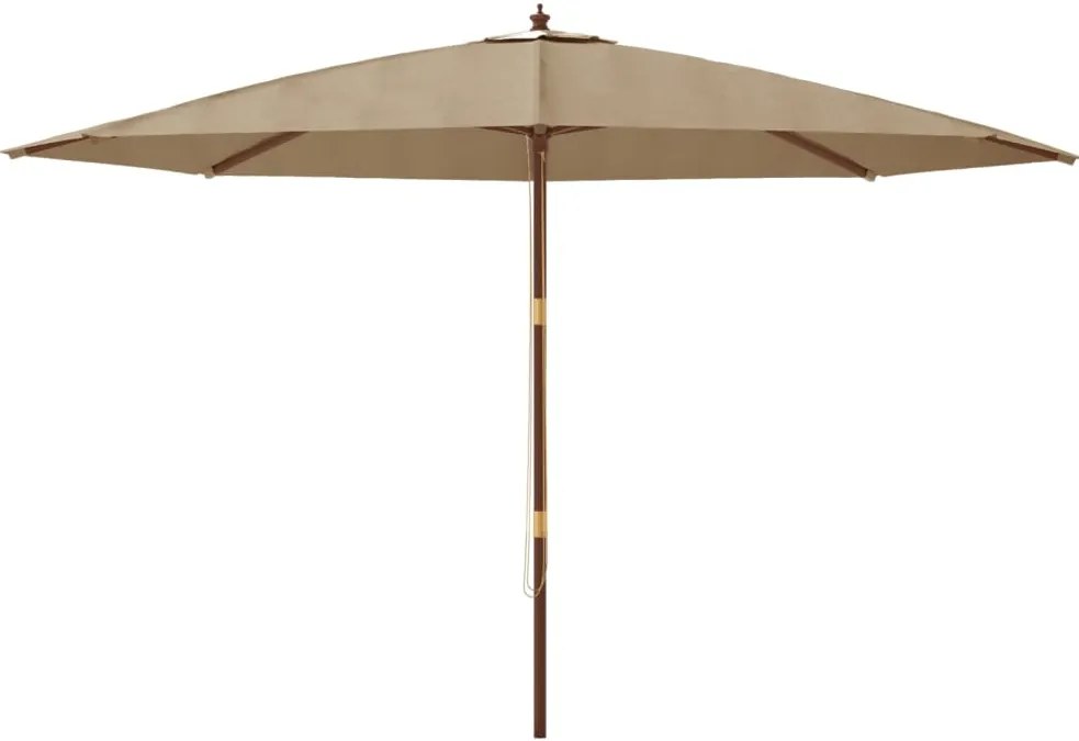 Guarda-sol jardim c/ poste madeira 400x273 cm cinza-acastanhado