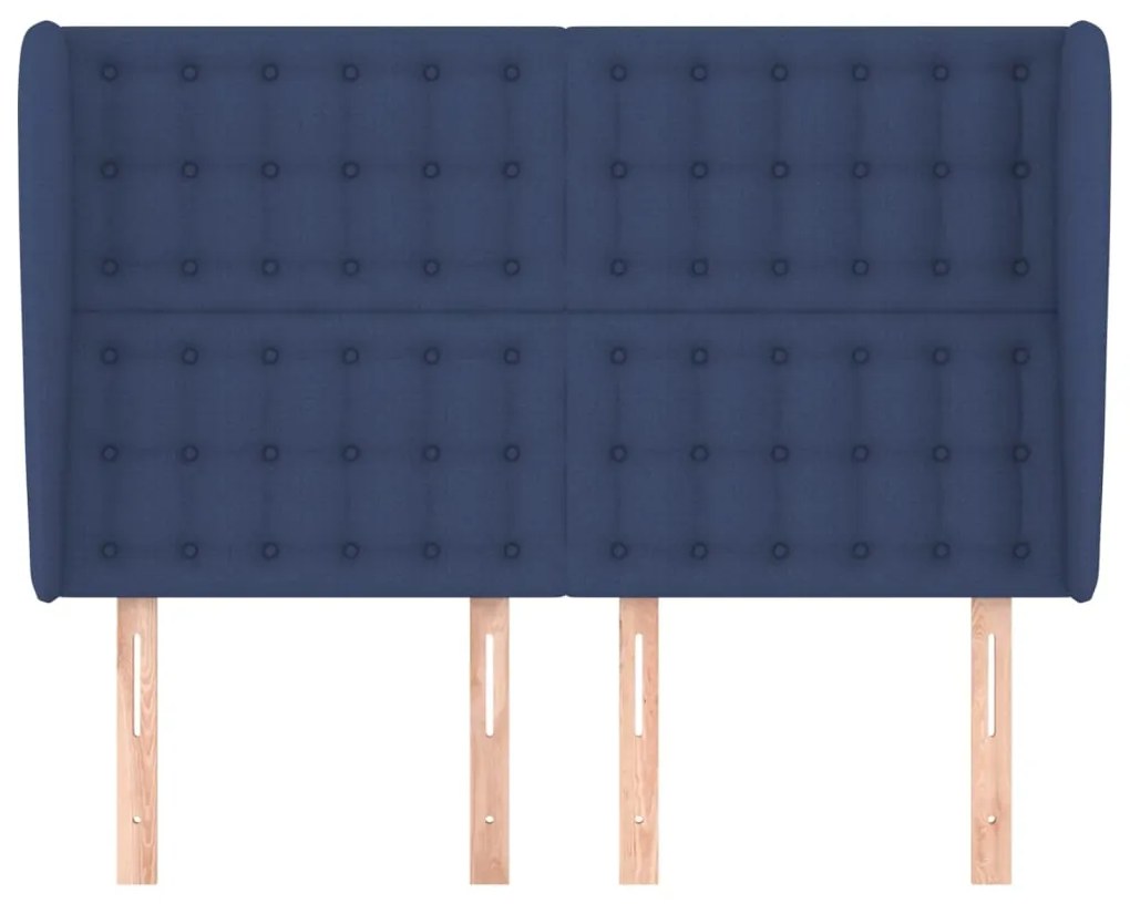 Cabeceira de cama c/ abas tecido 147x23x118/128 cm azul