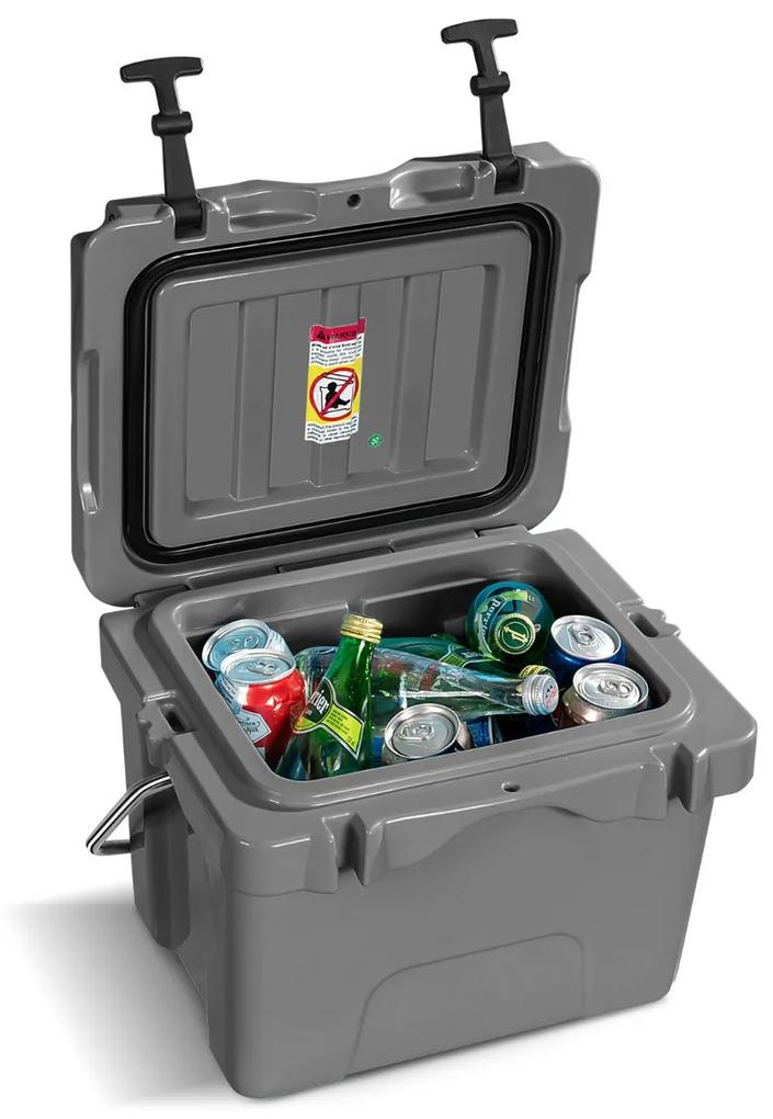 Mala térmica 15 L caixa de gelo portátil com recipientes 24 latas para campismo 46 x 34 x 33 cm cinzento