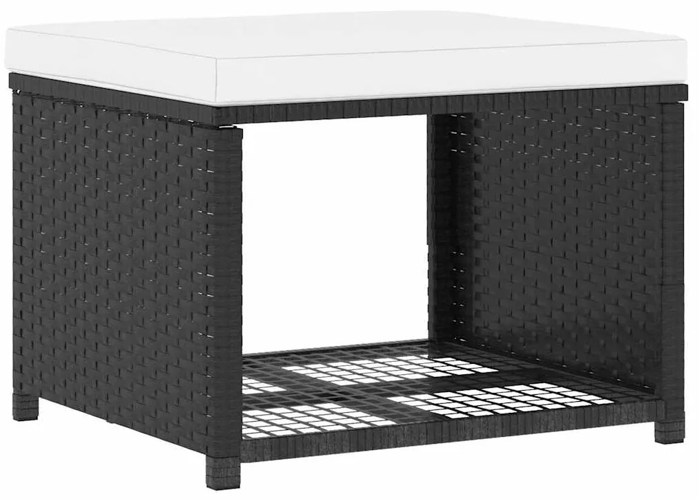 4 pcs conjunto lounge para jardim vime PE preto