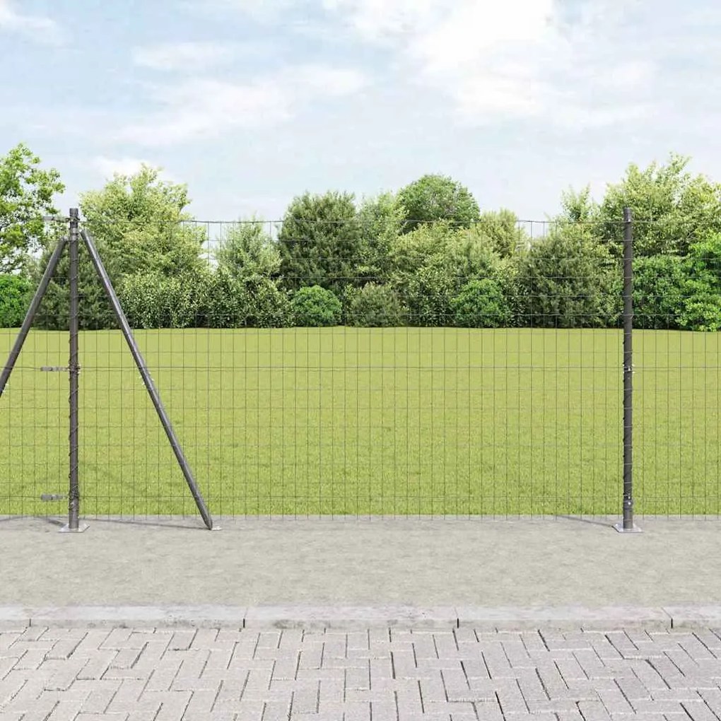 vidaXL Cerca Européia com 7 Postes Flangeados 1,2 x 10 m em Aço Galvanizado