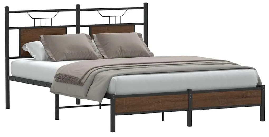 Estrutura cama s/ colchão derivados madeira carvalho castanho
